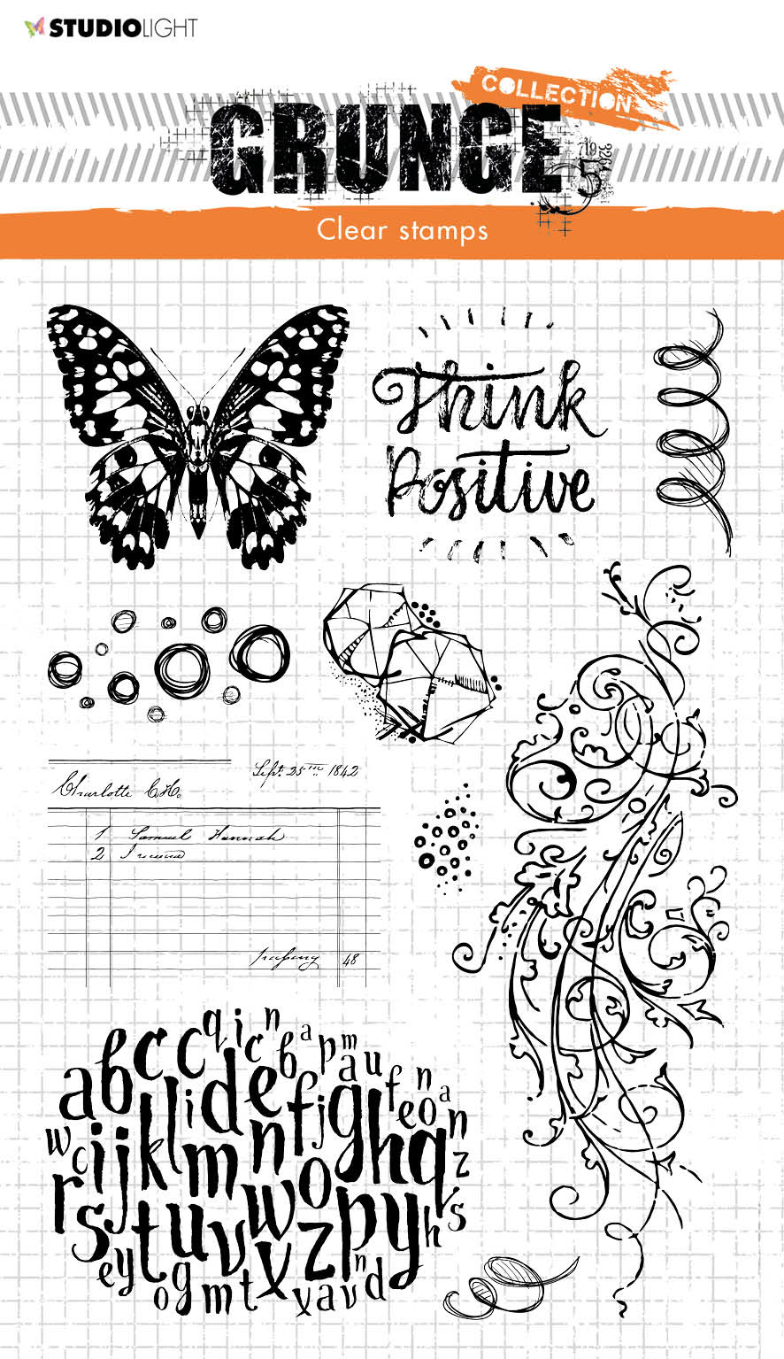 Studio Light Elements Butterfly Grunge Stamps