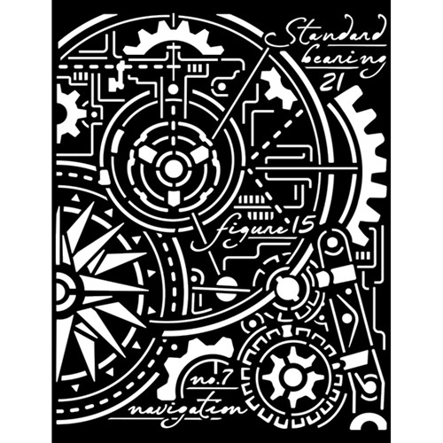 Gears compass stencil