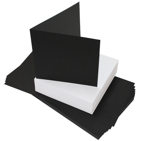 Svarta kort m vita kuvert 6x6