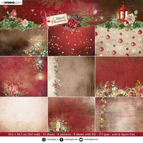 Studio Light ”Magical Christmas” 8×8 Inch Paper Pad Backgrounds