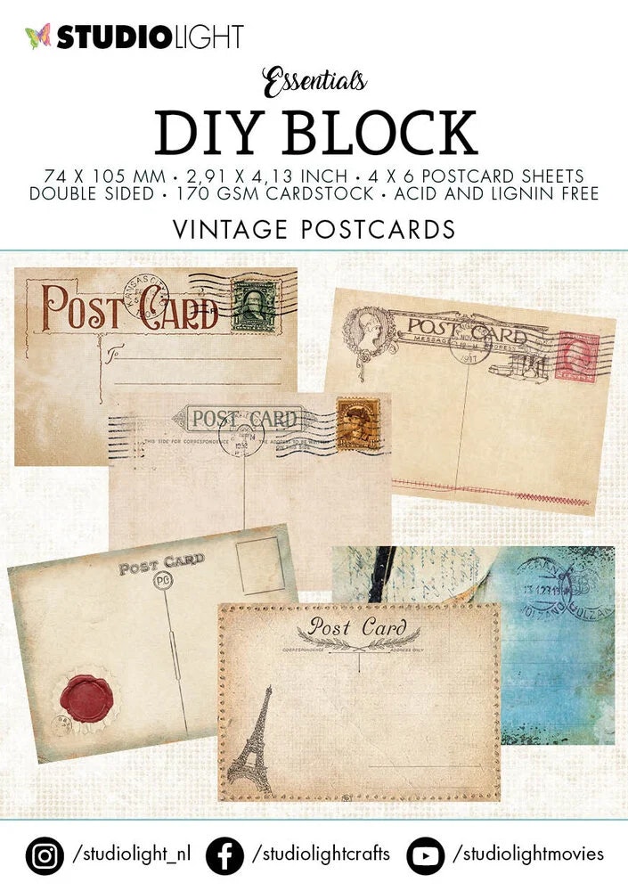 Vintage Postcards DIY Block Mini