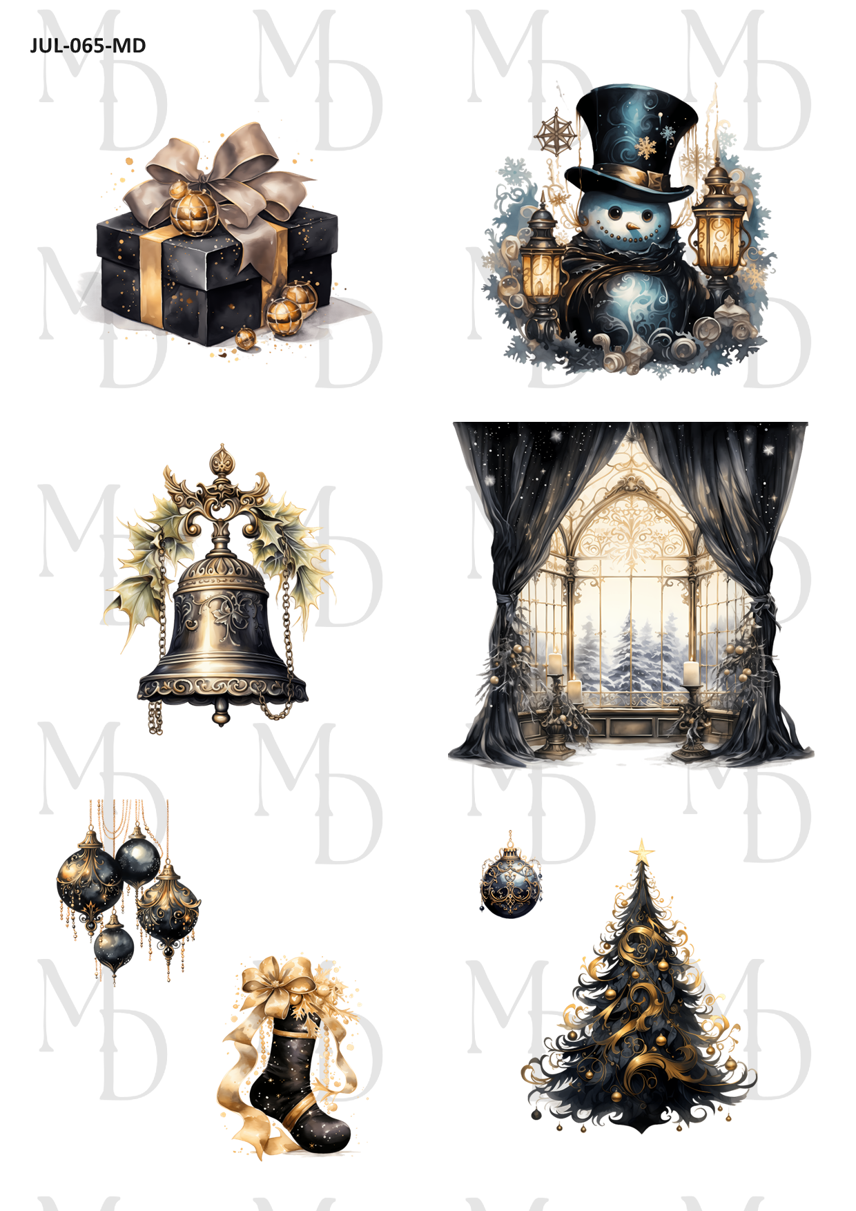 JUL-065-MD Christmas in black and gold