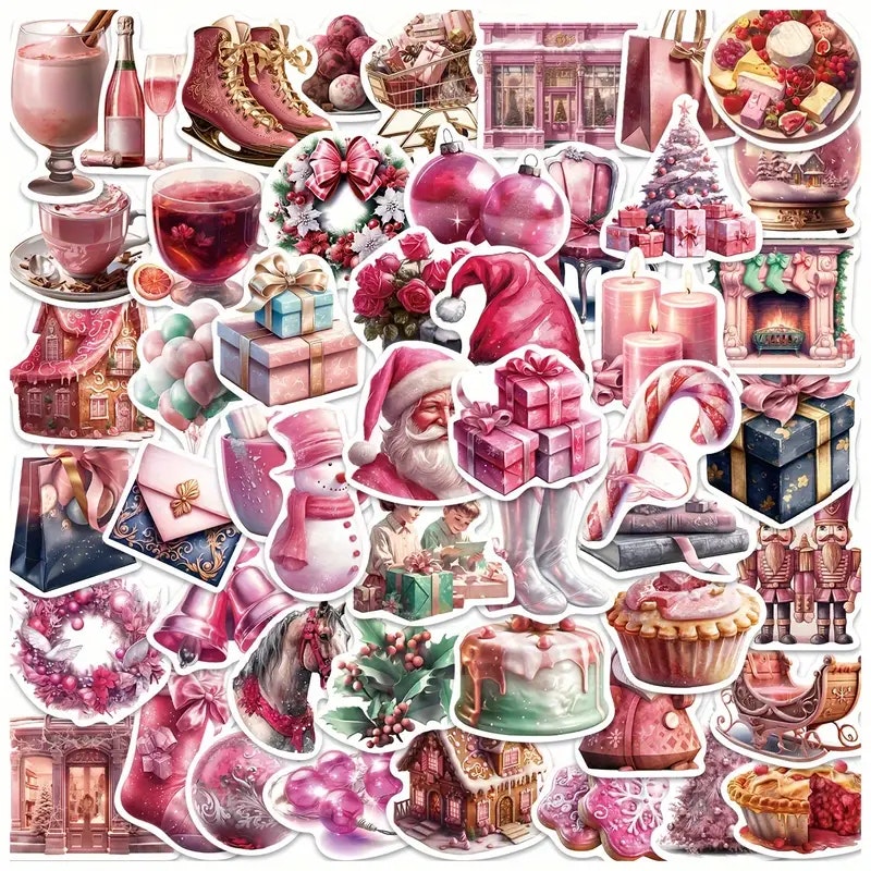 Vintage Pink Christmas stickers