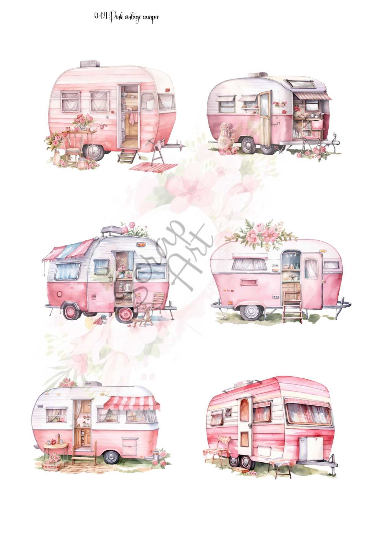 0491 Pink Vintage camper