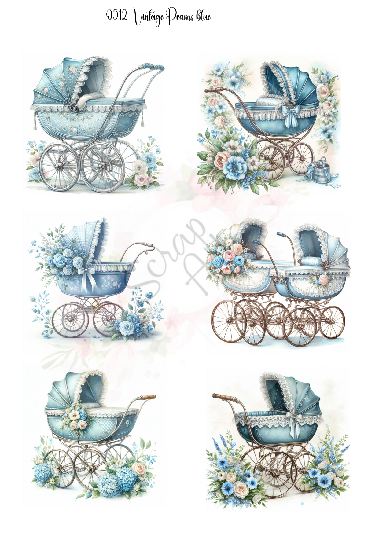 0512 Vintage pram blue