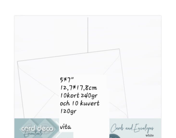 Kort o kuvert  12,7 x 17,8 cm