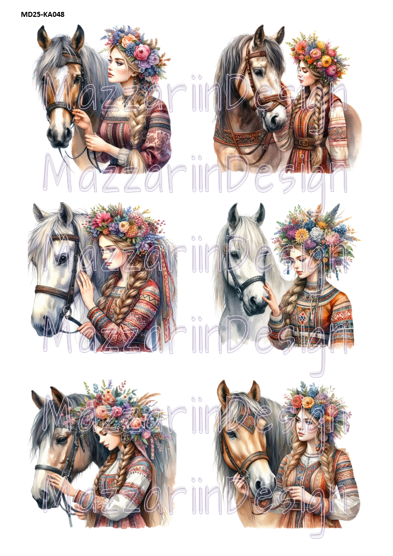KA048 Flicka/kvinna med häst