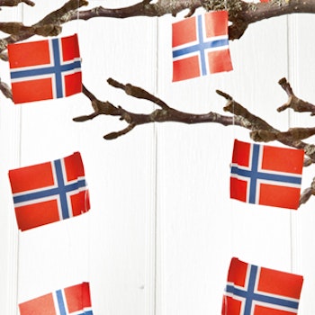 Snor med norske flagg