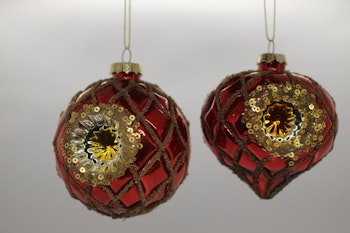 Rød julekule, 2 pk