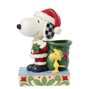 Snoopy som julenisse med Woodstock
