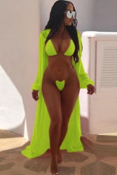 Puff Sleeve Cover Bikini Set