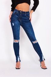 Distressed trousers Women's jeans Dark blue