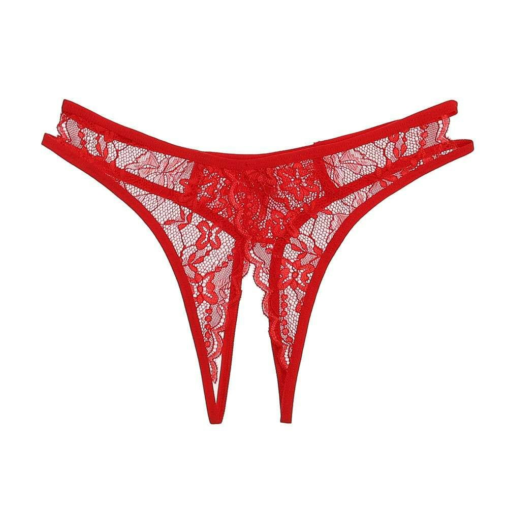 Öppen Trosa Fram & Bak, Röd - Hot Woman Clothes