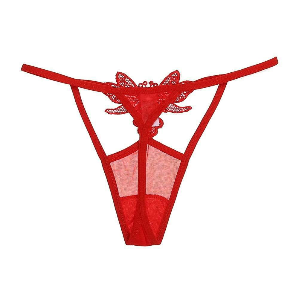 Red Flower Thong Panty