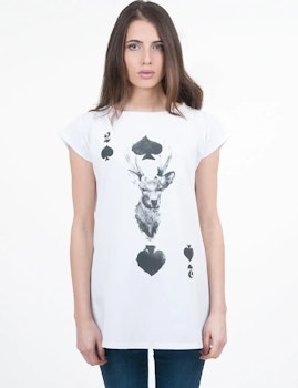 QOS HW Two Spades T-Shirt, White & Black, Made In Italy EU