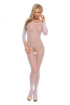 White Bodystocking with long sleeves, Made in EU
