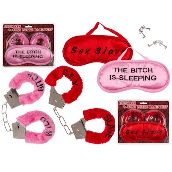 Handcuffs & Eye Mask | Sex Set | Red and Pink | Hot Woman Clothes