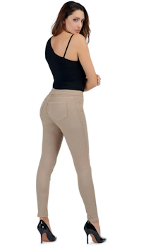 Jeans in Organic Cotton, Beige, Made in Italy EU.