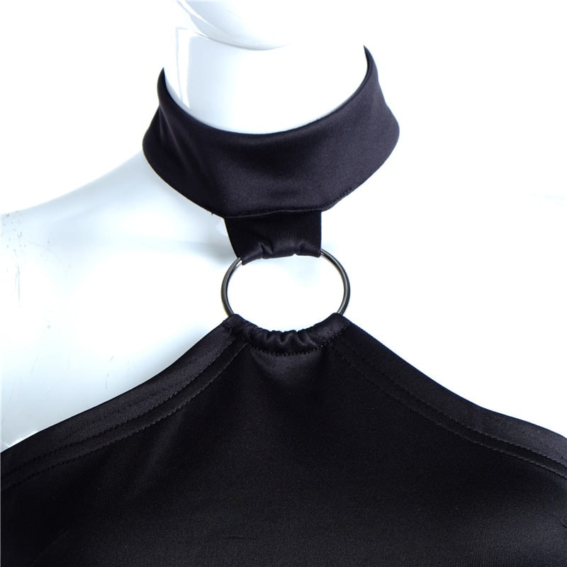 Halterneck dress in black with bodycon shape