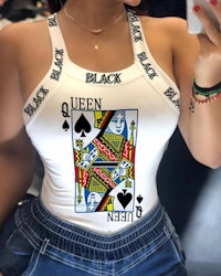 Tank Top Black Queen - Spade Ladies Card Deck
