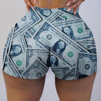 Sexig Yoga Shorts Dam med $ US Dollar Motiv