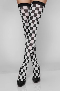 Stockings, Plaid, Black & White - Sexy Hot Woman Clothes