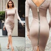 Sexy Long Sleeve Bodycon Dress With Zipper from Back