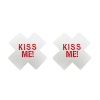 Adesivo per capezzoli "KISS ME" - Croce - Bianco e Rosso