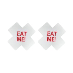 "EAT ME" Nipple Cross Sticker - White & Red