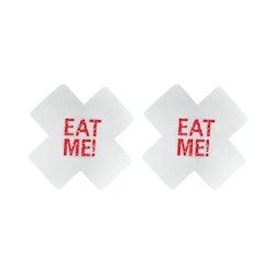 "EAT ME" Bröstvårta kors klistermärke - Vit & Röd