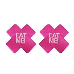 Nipple sticker "EAT ME" X shape - Pink & White