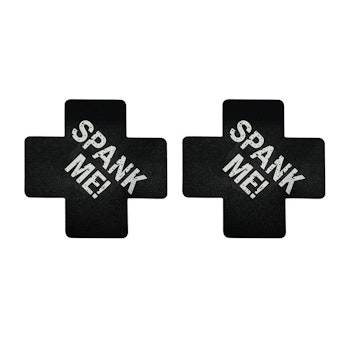 "SPANK ME" Nipple Sticker - X - Black & White