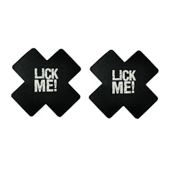 Bröstvårta Klistermärke "LICK ME" X - Svart & Vit