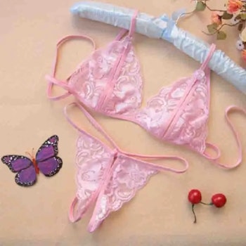 Sheer Lace Underwear Set Open Crotch | 5 Colors