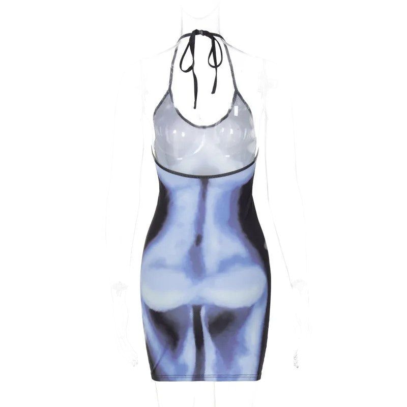 Tight Mini Dress Halter Neck X-Ray | Hot Woman Clothes
