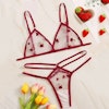 Transparent Underwear Set Mesh with Strawberry Motif