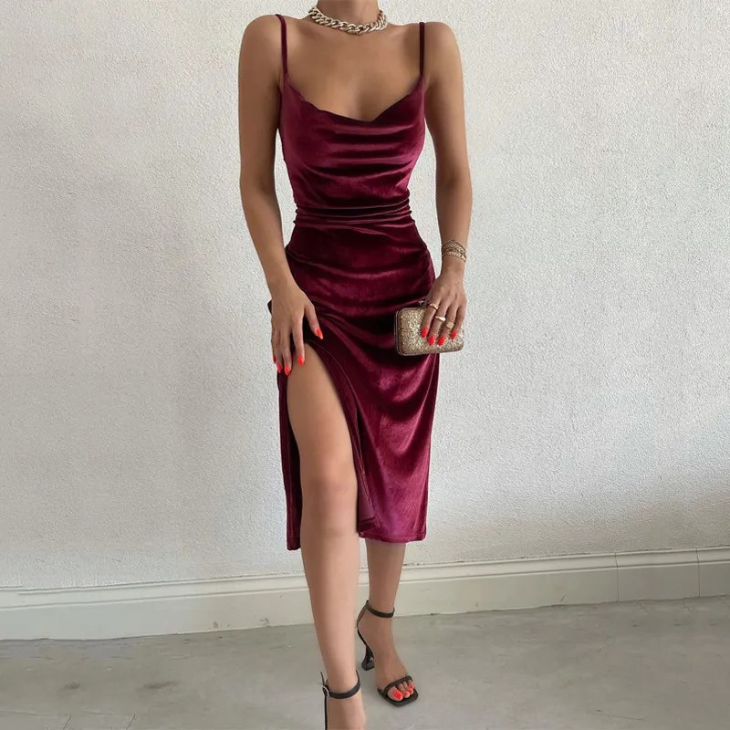 Elegant Sexy Midi Dress | Sleeveless with a side cut