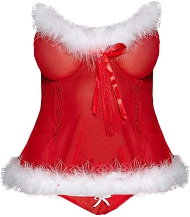 Sexy Mesh Transparent Red Underwear Set | Christmas & New Year.