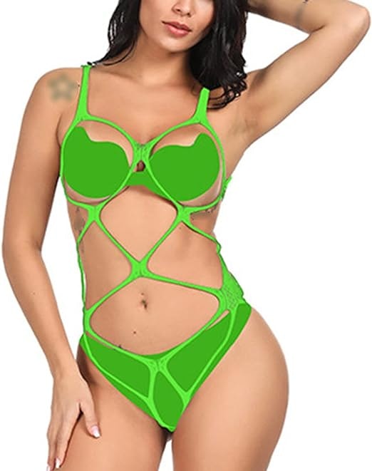 Hollow Out Lingerie Bodysuit in Green | Hot Woman Clothes