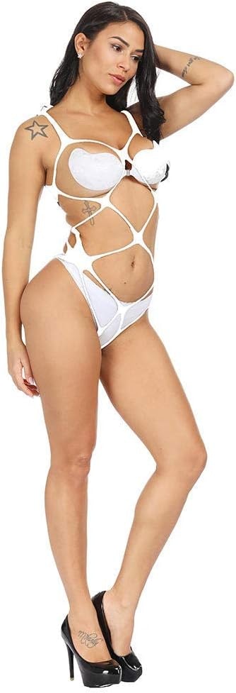 Bodysuit White Lingerie - Hollow & Open Crotch | One Size