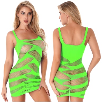 Underklänning med Grön ihålig Mesh | Hot Woman Clothes