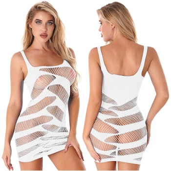 White Underdress with Hollow Mesh | Hot Woman Clothes