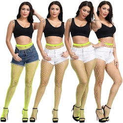 Neon Yellow Fishnet Tights | Hot Woman Clothes