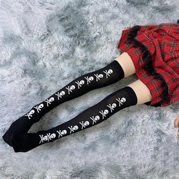 Black Skull Pattern Socks | Hot Woman Clothes