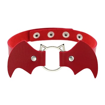 Choker with Bat Motif in Red | Hot Woman Clothes