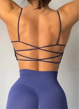 Blue Open Back Bra Top | 40 to 55 kg - Cup A & B