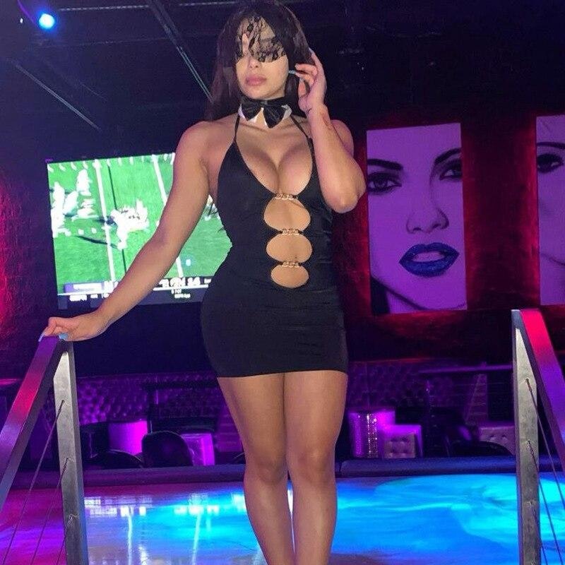 Sexy Halter Neck Dress With Chain Details | Hot Woman Clothes