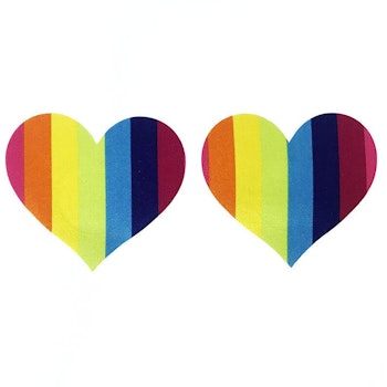 Bröstvårta klistermärke med Hjärtform och Regnbågens färger