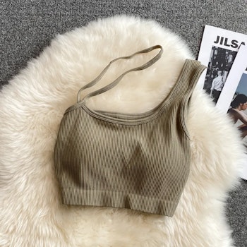 Sleeveless Top with Unique Shoulder Straps - Green
