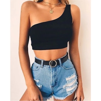 Sexy Black Crop Top - One Strap | Hot Woman Clothes